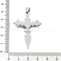 合金ペンダント  ラインストーン付き  クロスチャーム  プラチナ  45x31x4.5mm  穴：8x4.5mm&nbsp;TIBE-L012-011P