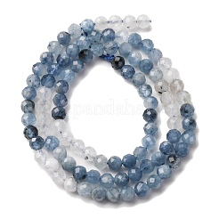 天然石アクアマリンビーズ連売り  多面カット  ラウンド  4~4.5mm  穴：0.7mm  約91~93個/連  15.35~15.51インチ（39~39.4cm）&nbsp;G-C226-B03-4mm