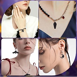 36個6スタイルハロウィンテーマアロイエナメルペンダント  ブラック  12~39x9~41.5x2~10.5mm  穴：1.2~1.8mm  約6個/スタイル&nbsp;FIND-SC0004-37