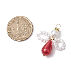 5 個のガラスパールペンダント  金色の銅線付き  角度  ミックスカラー  36.5x30.5x10mm  穴：4mm  5個/セット&nbsp;PALLOY-JF03081