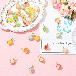 30Pcs 6 Colors Glass Pendants&nbsp;PALLOY-YW00183