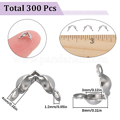 300Pcs 304 Stainless Steel Bead Tips&nbsp;STAS-SC0007-08