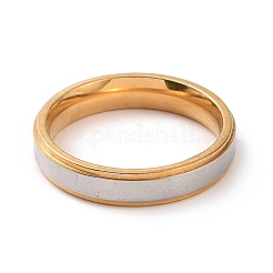 女性用ツートン 201 ステンレススチール プレーンバンドリング  ゴールデン·ステンレス鋼色  内径：17mm&nbsp;RJEW-I089-10GP