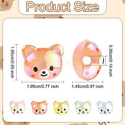 10PCSアクリルビーズ  クマ  ABカラーメッキ  ミックスカラー  16.5x19.5x14.5mm  穴：3.5mm&nbsp;PACR-YW0001-44