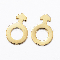 ステンレススチールチャーム201個  記号 - 男性  ゴールドカラー  11x7.5x0.8mm  穴：4mm&nbsp;X-STAS-H557-20G