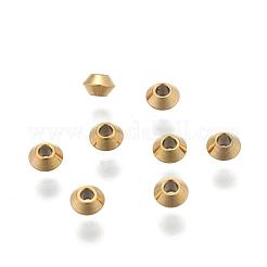 双円錐形イオンプレーティング（IP）304ステンレス鋼スペーサービーズ  ゴールドカラー  4x2mm  穴：1.2mm&nbsp;STAS-M237-01