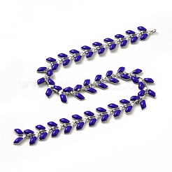 304ステンレススチールコブチェーン  エナメル  ハンダ付け  スプールで  ブルー  6x1.5~2mm&nbsp;CHS-C004-01F-P