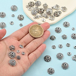 120 個 12 スタイル チベット スタイル合金ビーズ キャップ  アンティークシルバー  6~14x2~6mm  穴：1~2.5mm  10個/スタイル&nbsp;TIBE-YW0001-61