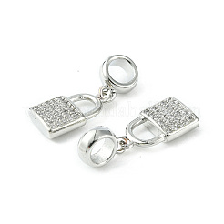 Rack Plating Brass Micro Pave Cubic Zirconia European Dangle Charms&nbsp;KK-K330-47P
