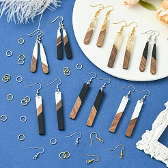 DIY Teardrop/Rectangle & Resin & Walnut Wood Dangle Earrings Making Kits&nbsp;RESI-FS0001-85