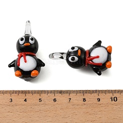 手作りランプワークペンダント  ペンギンチャーム  ブラック  42.5~43x24.5~25x19mm  穴：5.5~6mm&nbsp;LAMP-C027-01