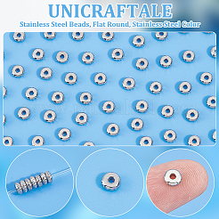 304ステンレススチールビーズ50個  フラットラウンド  ステンレス鋼色  5x2mm  穴：1.5mm&nbsp;STAS-UN0059-85