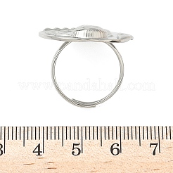 304ステンレススチール製調節可能な女性用指輪  フクロウとフラットラウンド  ステンレス鋼色  内径：17mm&nbsp;RJEW-K298-01P