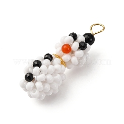 Christmas Glass Seed Beads Snowman Pendants&nbsp;PALLOY-MZ00789-01