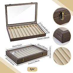 10-Slot Imitation Leather Pen Display Cases with Clear Glass Window Lid&nbsp;ODIS-WH0025-355A