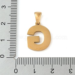 PVD真空メッキ304ステンレスペンダント  ゴールドカラー  レターチャーム  文字g  17x13x1.5mm  穴：5x3mm&nbsp;STAS-Z072-01G-G