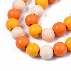 Halloween Spray Painted Natural Wood Beads Strands&nbsp;WOOD-S053-55B