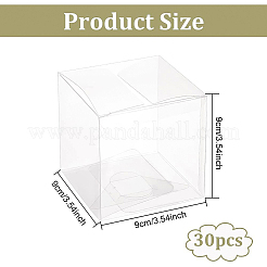 透明なプラスチック製のペットボックスのギフト包装  防水折りたたみカートン  キューブ  透明  9x9x9cm&nbsp;LS-CON-WH0052-9x9cm