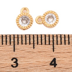 Brass Micro Pave Clear Cubic Zirconia Charms&nbsp;KK-Z066-03G