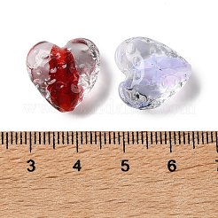 手作りの透明ランプワークビーズ  ハート  ハンマー  ミックスカラー  15~16x15.5~16.5x9.5~10mm  穴：1.8mm&nbsp;LAMP-F045-03