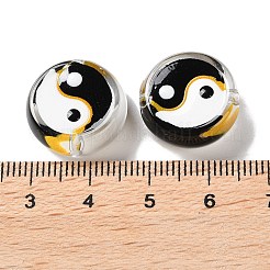 ガラスビーズ連売り  手描きのビーズ  エナメル  陰陽  陰陽  17x7mm  穴：1.5mm  約20個/連  13.19インチ（33.5cm）&nbsp;GLAA-L047-02