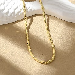 Brass Faceted Oval Link Chain Necklaces for Women&nbsp;NJEW-K282-08G