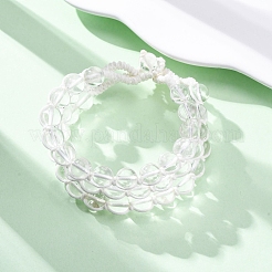 Natural Quartz Crystal Round Beaded Multi-strand Bracelets for Men Women&nbsp;BJEW-G743-02C