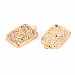 Brass Micro Pave Clear Cubic Zirconia Pendants&nbsp;KK-T062-138G-NF