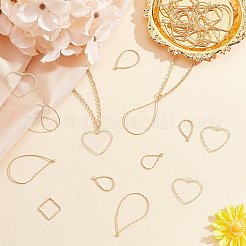 48個6スタイル真鍮ペンダント  ニッケルフリー  ハート＆ティアドロップ＆ひし形  18KGP本金メッキ  8個/スタイル&nbsp;KK-BC0002-23