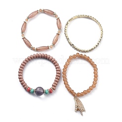 Alloy Rhinestone Cup Chain & Multi-layered Stretch Bracelets Sets&nbsp;BJEW-H533-03B