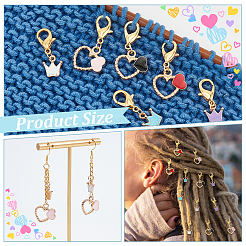 Alloy Enamel Crown & Heart Pendant Locking Stitch Markers&nbsp;HJEW-AB00068