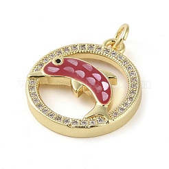 Brass Micro Pave Clear Cubic Zirconia Pendants&nbsp;KK-Q813-05G