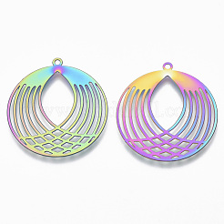 Ion Plating(IP) 201 Stainless Steel Filigree Pendants&nbsp;X-STAS-T057-12