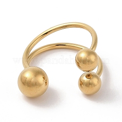 イオンプレーティング（IP）304ステンレススチール製ラウンドカフリング（女性用）  18KGP本金メッキ  内径：17mm&nbsp;RJEW-G315-05G