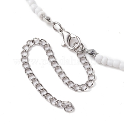 蝶結び 304 ステンレス ネックレス  女性用アクリルビーズネックレス  ホワイト  12.60~12.80インチ（32~32.5cm）&nbsp;NJEW-JN04670-01