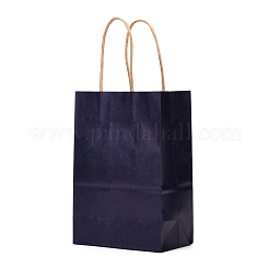 クラフト紙袋  ギフトバッグ  ショッピングバッグ  ハンドル付き  ミッドナイトブルー  15x8x21cm&nbsp;CARB-L006-A08