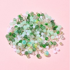 DIY 丸型アクリルビーズブレスレット作成キット  グリーン  6~10x0.8~10mm  穴：1.4~2mm.&nbsp;DIY-FS0007-02D