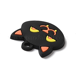 吸血鬼のPVCペンダント  ハロウィン用  ブラック  30x31x2.5mm  穴：3.5mm&nbsp;KY-F018-06