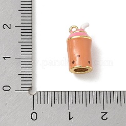 真鍮製エナメルペンダント  ドリンクチャーム  鉛フリー＆カドミウムフリー  ラックめっき  長持ちメッキ  18KGP本金メッキ  シエナ  14.5x7mm  穴：0.9mm&nbsp;KK-CBA1717-03G-02