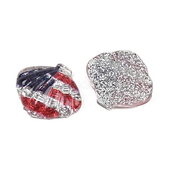 独立記念日透明エポキシ樹脂＆グリッターパウダーカボション  シェル形状  レッド  14x16x4.5mm&nbsp;RESI-G132-02