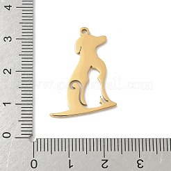 304ステンレスペンダント  レーザー切断  犬チャーム  ゴールドカラー  26x20x1mm  穴：1.5mm&nbsp;STAS-F326-09G