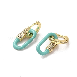 Oval Real 18K Gold Plated Brass Dangle Hoop Earrings&nbsp;EJEW-L268-039G-03