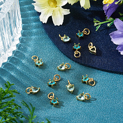 12Pcs 2 Styles Brass Micro Pave Cubic Zirconia Charms&nbsp;KK-TA0008-70E