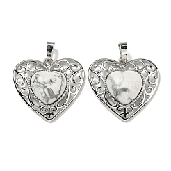 Natural & Synthetic  Mixed Gemstone Peach Love Heart Pendants&nbsp;G-G158-01