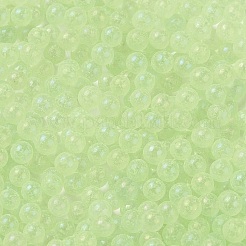 蓄光透明ガラスシードラウンドビーズ  穴なし/ドリルなし  グレードA  淡緑色  3~3.5mm  約7500個/袋&nbsp;GLAA-F124-D05-B