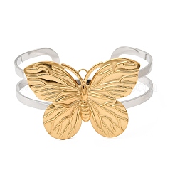 Two-Tone 304 Stainless Steel Cuff Bangles for Women&nbsp;BJEW-Z170-01GP-03