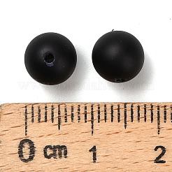 つや消しプラスチック製模造真珠ビーズ  ラウンド  ブラック  8mm  穴：1.4mm&nbsp;KY-F022-8mm-05
