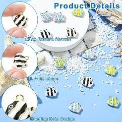 12本6色合金エナメルチャーム  魚  ミックスカラー  13.5x15.5x5.5mm  穴：1.6mm  2個/カラー&nbsp;ENAM-CJ0007-49