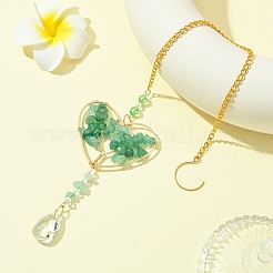 Natural Green Aventurine & Glass Pendant Decoration&nbsp;HJEW-FS00018