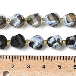 ファイヤーアゲートクラックルビーズ連売り  シードビーズで  多面カット  ツイスト  染め＆加熱  ブラック  10x9~10x9~10mm  穴：1mm  約33~34個/連  15.04''~15.35''（38.2~39センチメートル）&nbsp;G-U023-A16-01